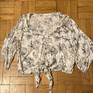 Floral Tie-Front Blouse